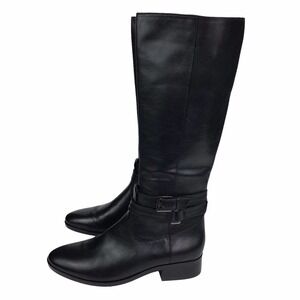 Naturalizer Womens Reid Black Leather Knee High Zipper Riding Boots Size 8 M